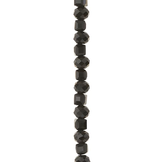 Black Faceted Glass Rondelle & Cube Beads, 6mm by Bead Landing™